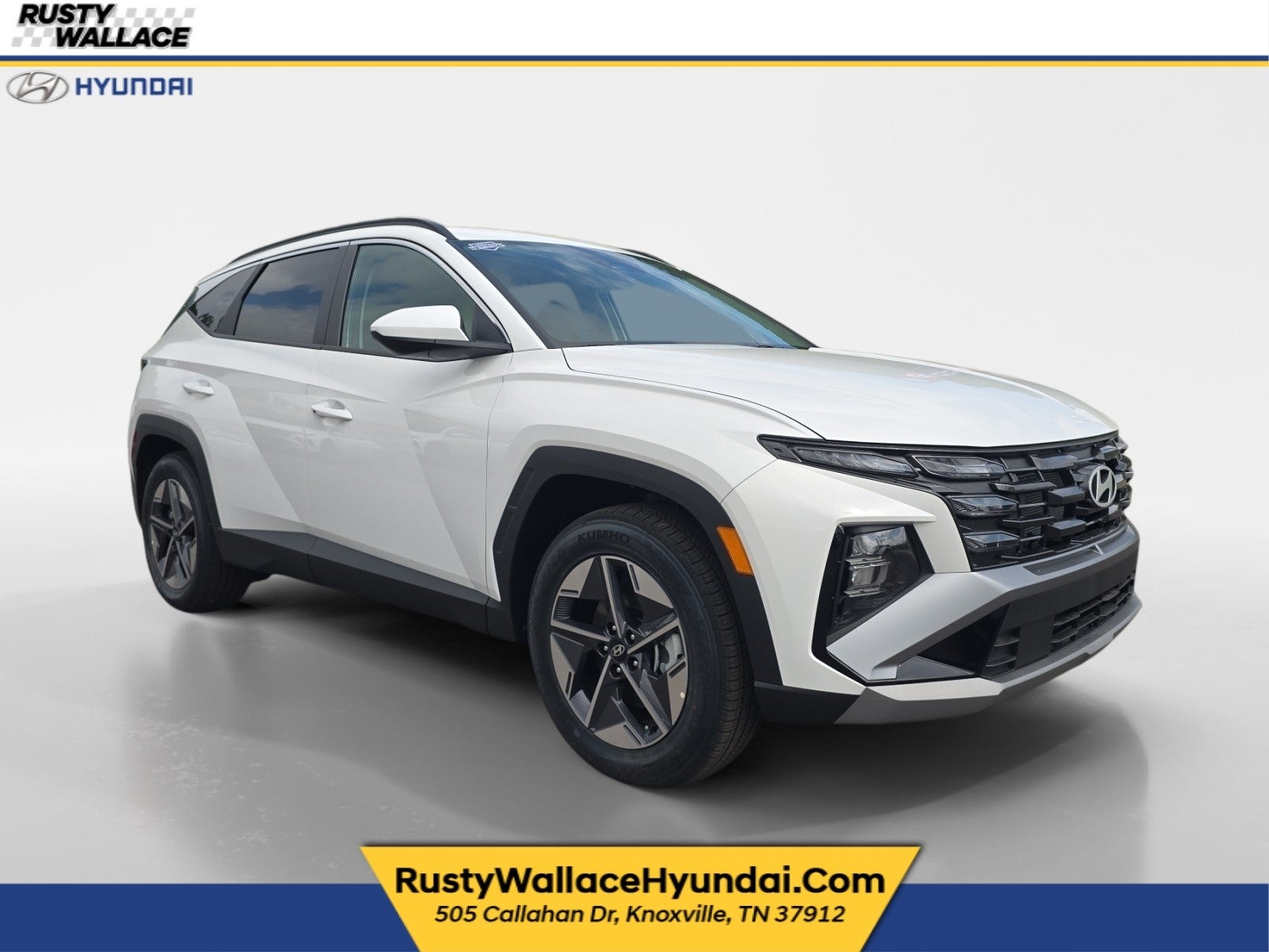 2026 Hyundai TUCSON SEL in Serenity White Pearl — front three-quarter view