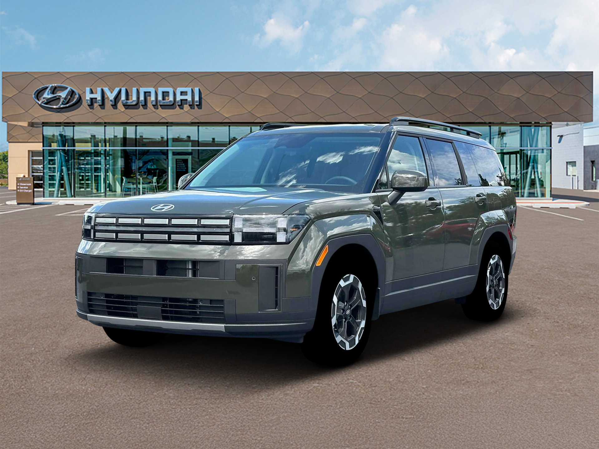 2026 Hyundai SANTA FE SEL in Rockwood Green — front three-quarter view