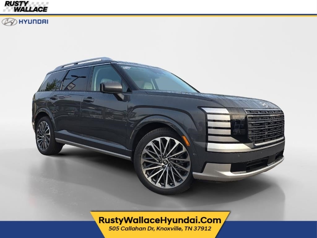 2026 Hyundai PALISADE Calligraphy in Ecotronic Gray Pearl — front three-quarter view