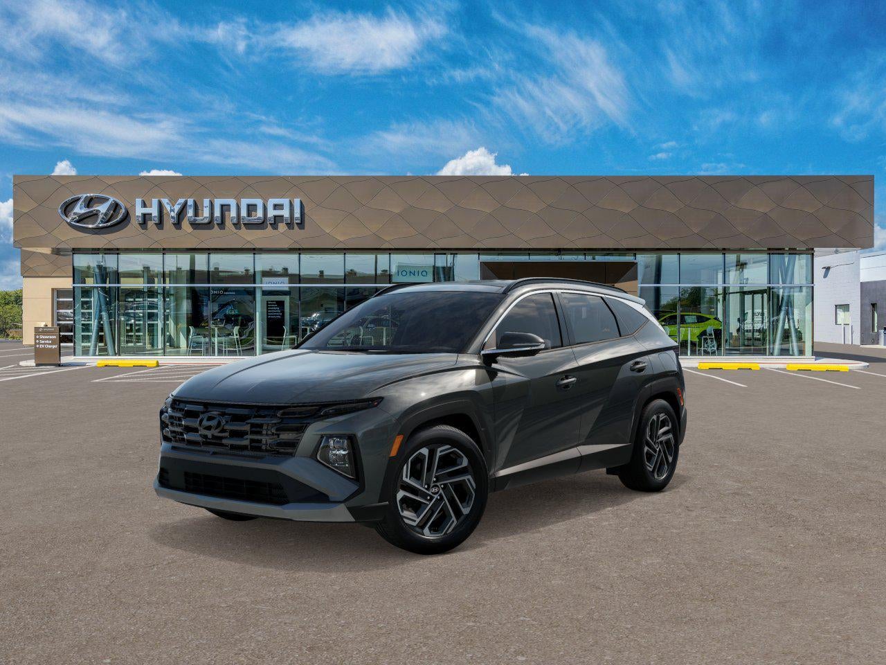 2026 Hyundai TUCSON HYBRID Limited in Amazon Gray — front three-quarter view